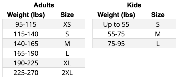 tank tops sizing